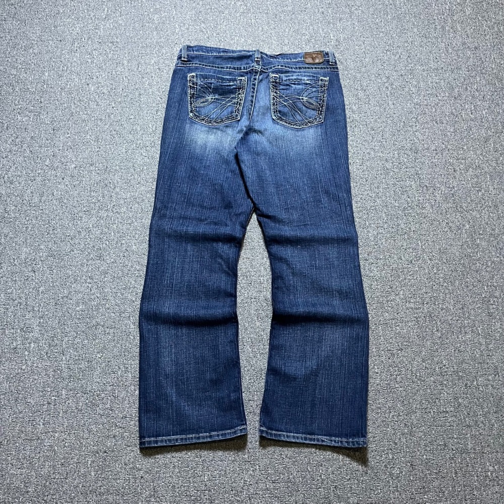 BKE Drew Bootcut Jeans 33x31.5 (Fit 36)‎ Blue Denim Stretch Embroidered Y2K